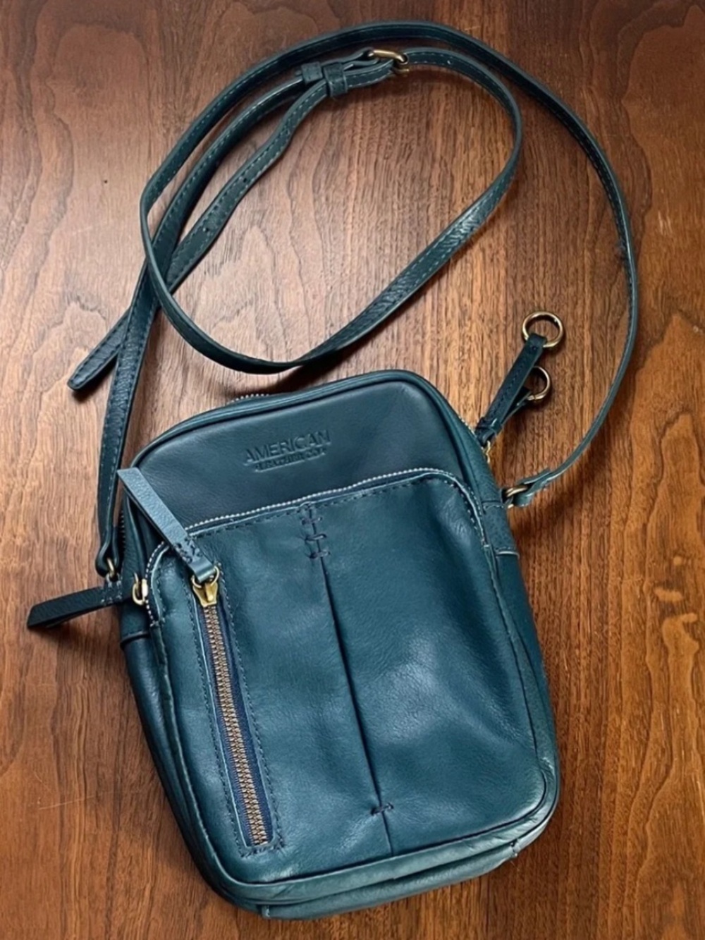 American Leather Co. Cleveland North South Crossbody Bag - Dark Teal like new!